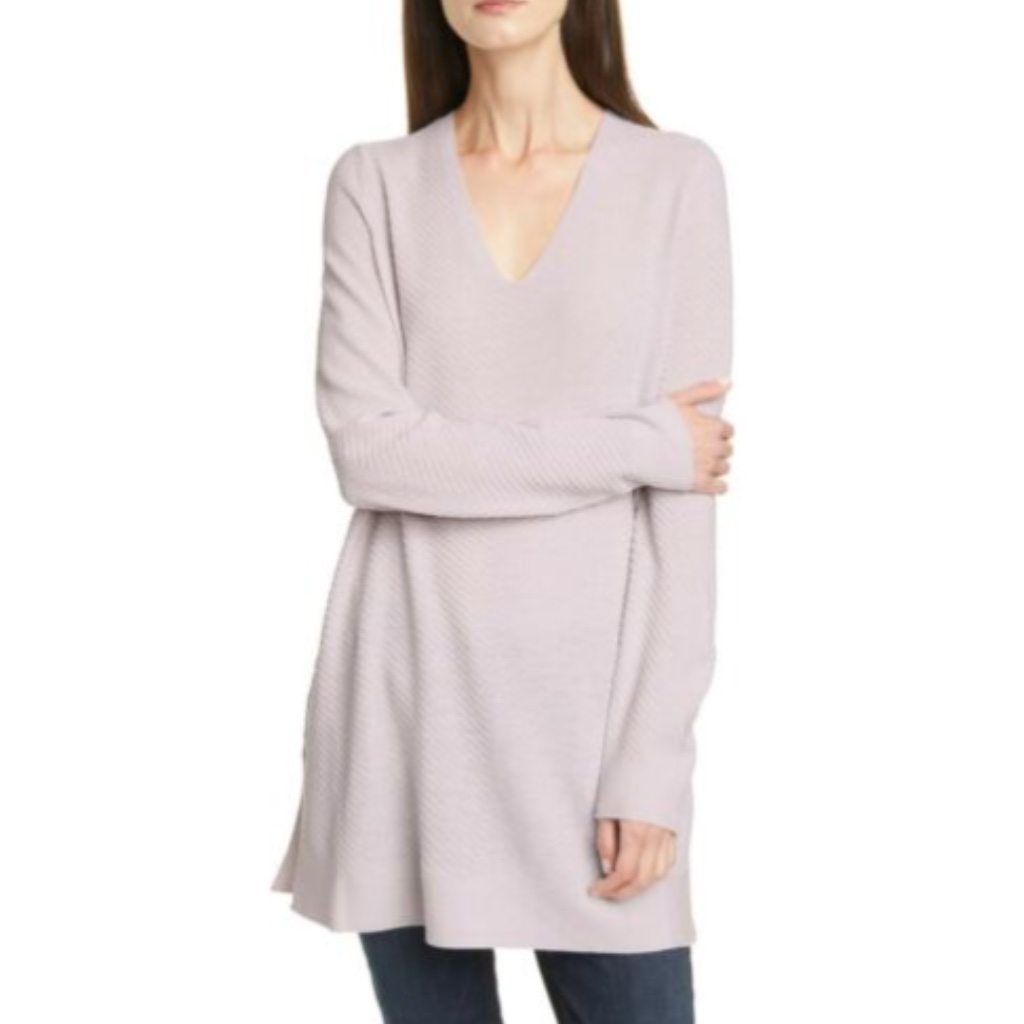 -New Wool Crepe V-Neck Tunic